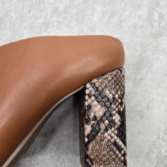 Square Toe Western Ankle Booties 6.5 Brown Block Heel Slip On Mule Shoe Boots - Picture 9 of 12